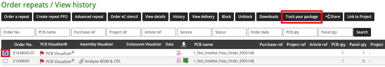 Eurocircuits - Package tracking